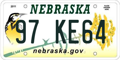 NE license plate 97KE64