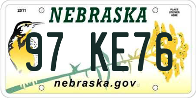 NE license plate 97KE76