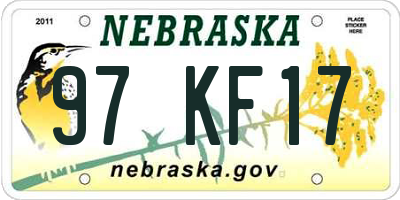NE license plate 97KF17