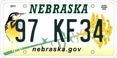 NE license plate 97KF34