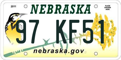 NE license plate 97KF51