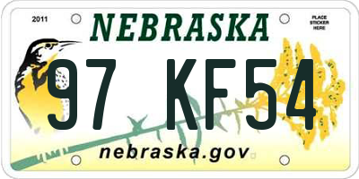 NE license plate 97KF54