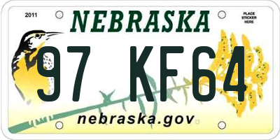 NE license plate 97KF64