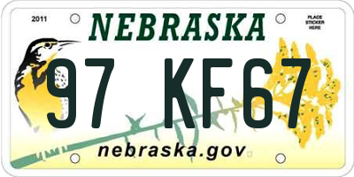NE license plate 97KF67