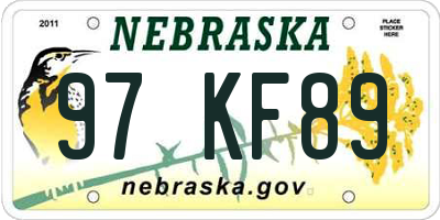 NE license plate 97KF89