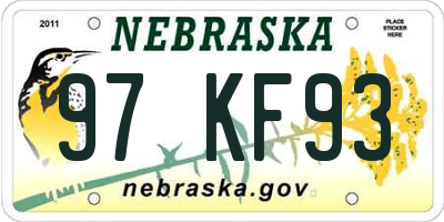 NE license plate 97KF93