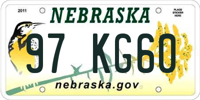 NE license plate 97KG60