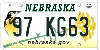 NE license plate 97KG63