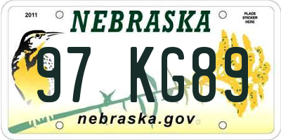 NE license plate 97KG89