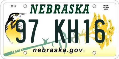 NE license plate 97KH16