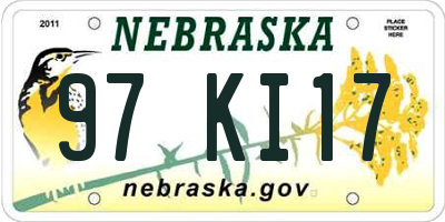 NE license plate 97KI17