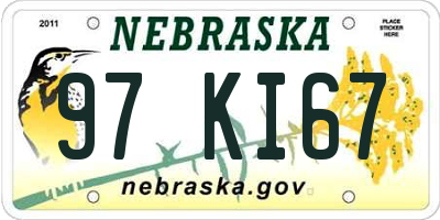 NE license plate 97KI67