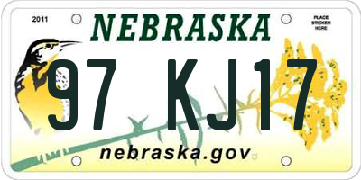 NE license plate 97KJ17