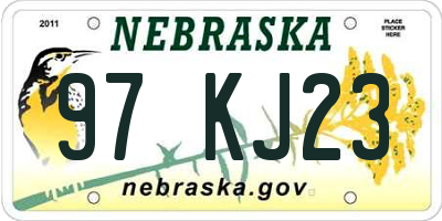 NE license plate 97KJ23