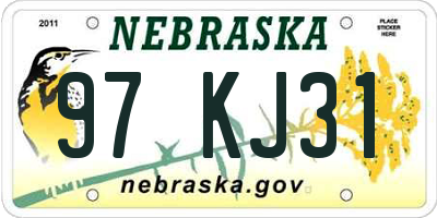 NE license plate 97KJ31