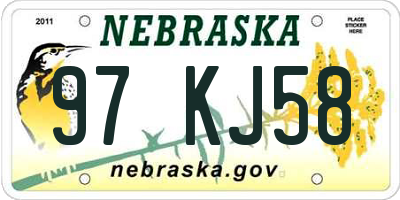 NE license plate 97KJ58