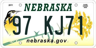 NE license plate 97KJ71