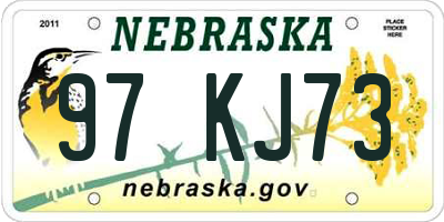 NE license plate 97KJ73