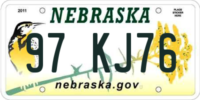 NE license plate 97KJ76