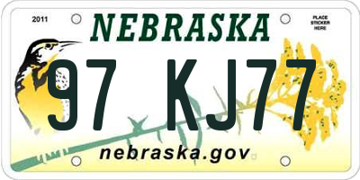NE license plate 97KJ77