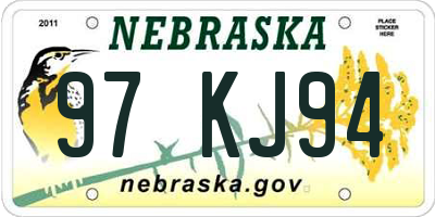 NE license plate 97KJ94