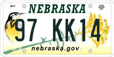 NE license plate 97KK14