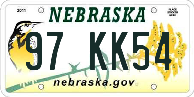 NE license plate 97KK54