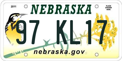 NE license plate 97KL17