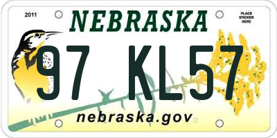 NE license plate 97KL57