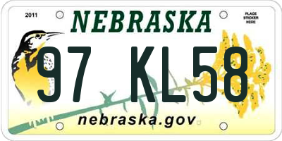 NE license plate 97KL58