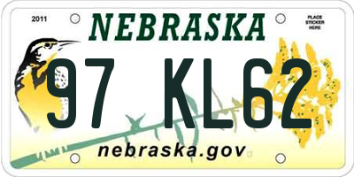 NE license plate 97KL62
