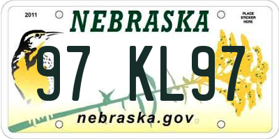 NE license plate 97KL97