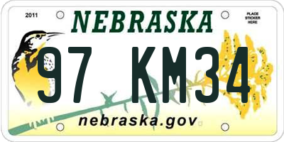 NE license plate 97KM34
