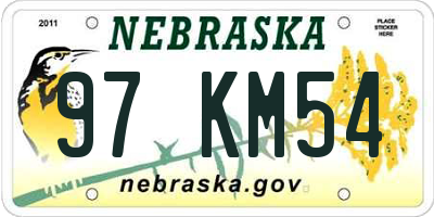 NE license plate 97KM54