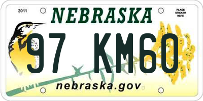 NE license plate 97KM60