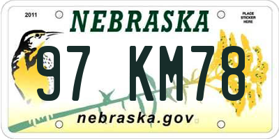 NE license plate 97KM78