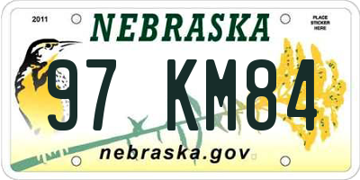 NE license plate 97KM84