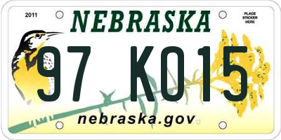 NE license plate 97KO15