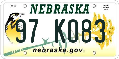 NE license plate 97KO83
