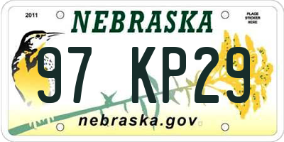 NE license plate 97KP29