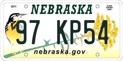 NE license plate 97KP54