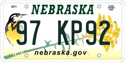 NE license plate 97KP92