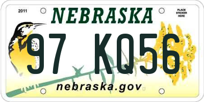 NE license plate 97KQ56