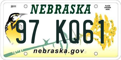 NE license plate 97KQ61