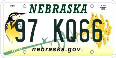 NE license plate 97KQ66