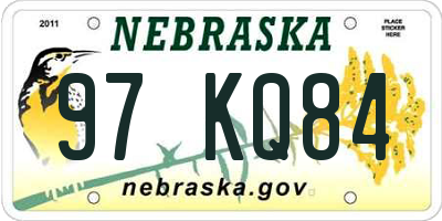 NE license plate 97KQ84