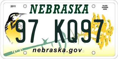 NE license plate 97KQ97