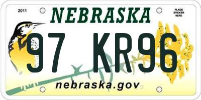 NE license plate 97KR96