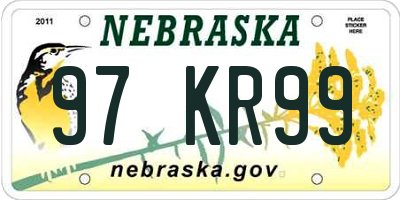 NE license plate 97KR99
