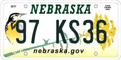 NE license plate 97KS36